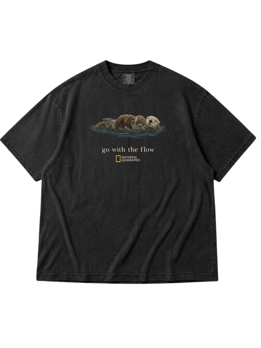 Comfort Colors Black Graphic Tee with Otter 'Go With The Flow'